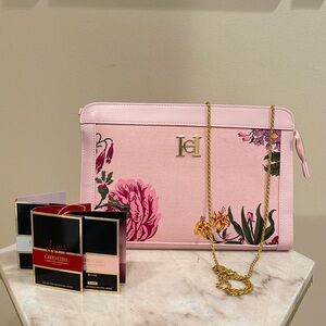 Carolina Herrera floral canvas cosmetics bag to crossbody